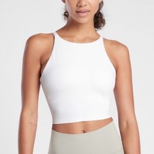 Athleta White Intention Cropped High Neck Tank Top